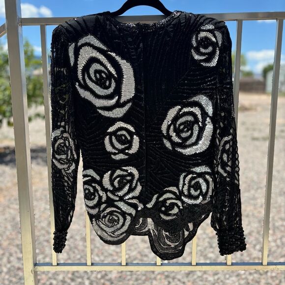 Vintage Swee Lo sequined & beaded top Small - Picture 4 of 10